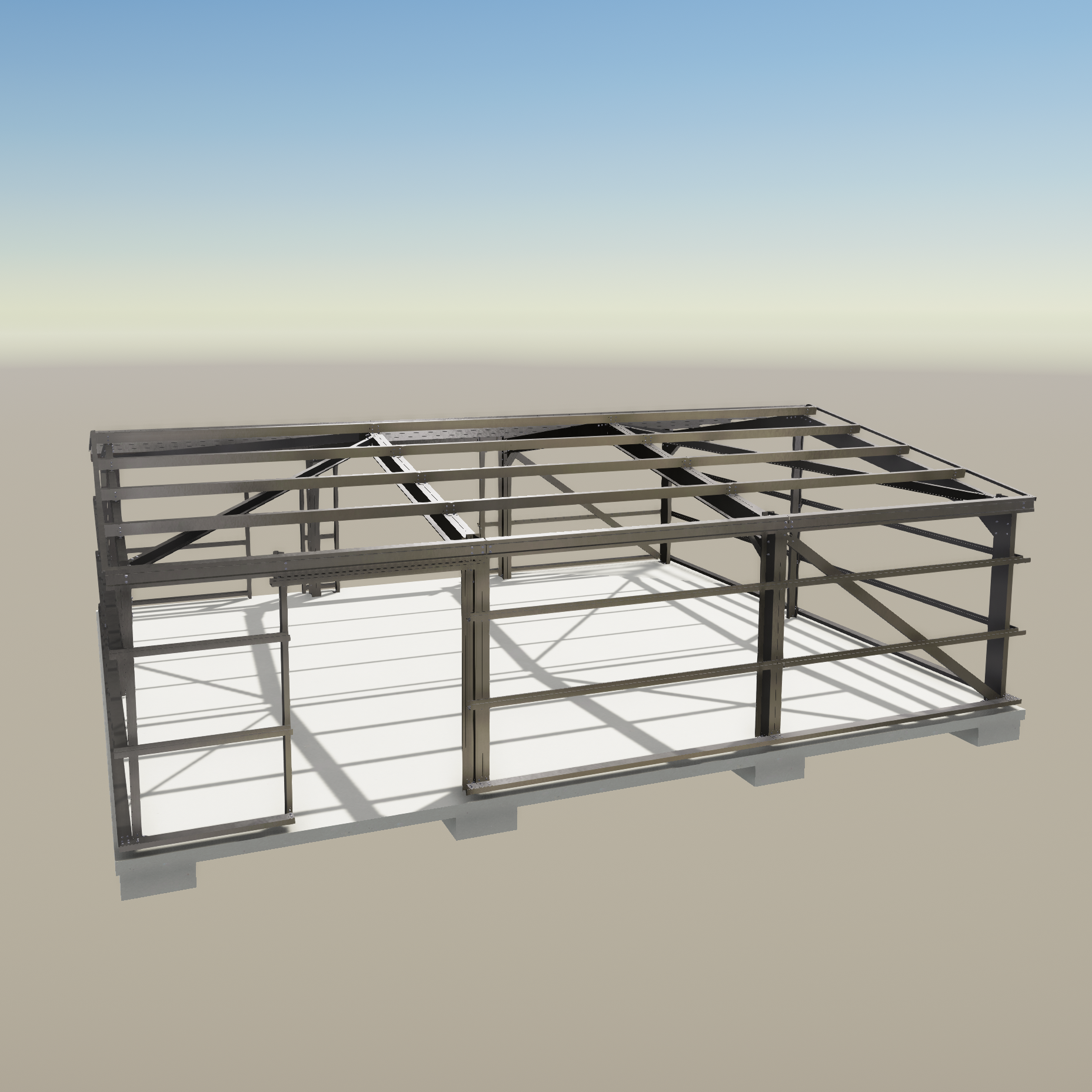 3D structural steel frame model designed on Tekla
